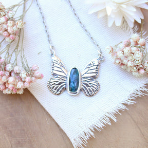 Monarch Butterfly Kyanite Bronze And Sterling Silver Necklace