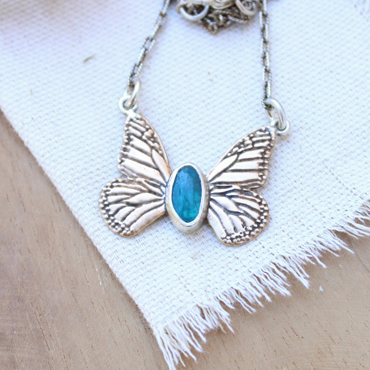 Monarch Butterfly Apatite and Bronze Necklace