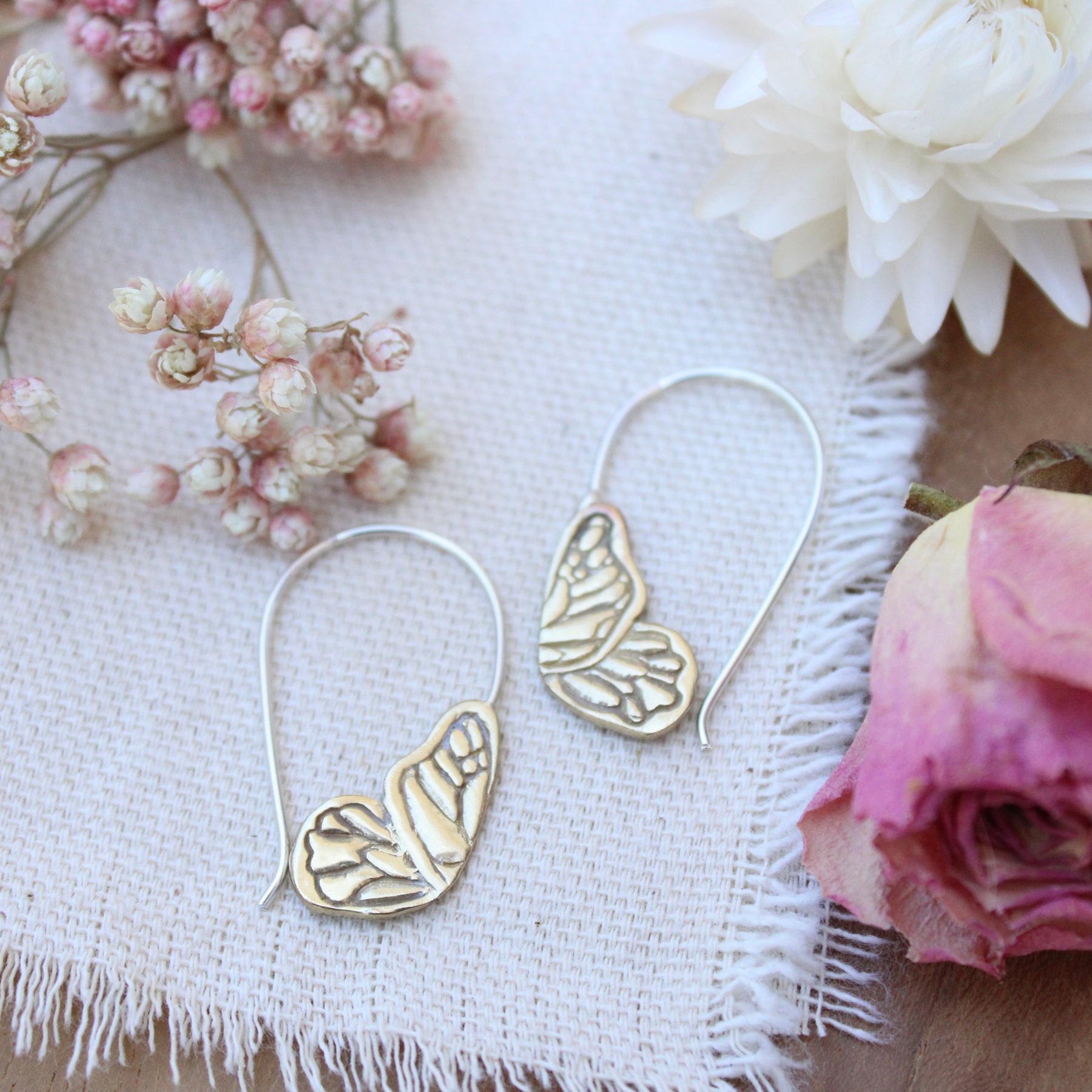 Painted Lady Butterfly Wing Earrings