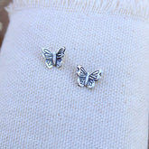 Little Butterfly Stud Earrings in Silver or Bronze