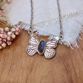 Monarch Butterfly Labradorite Bronze And Sterling Silver Necklace