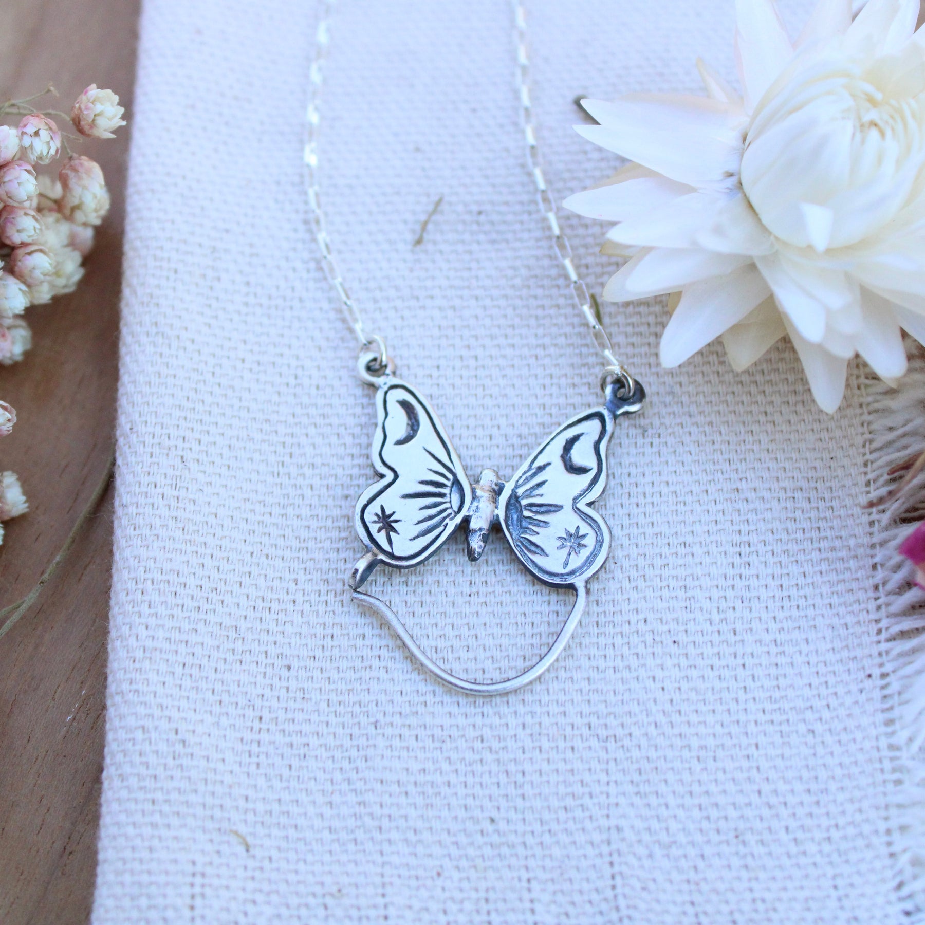 Butterfly Charm Collector Necklace Sterling Silver Or Bronze