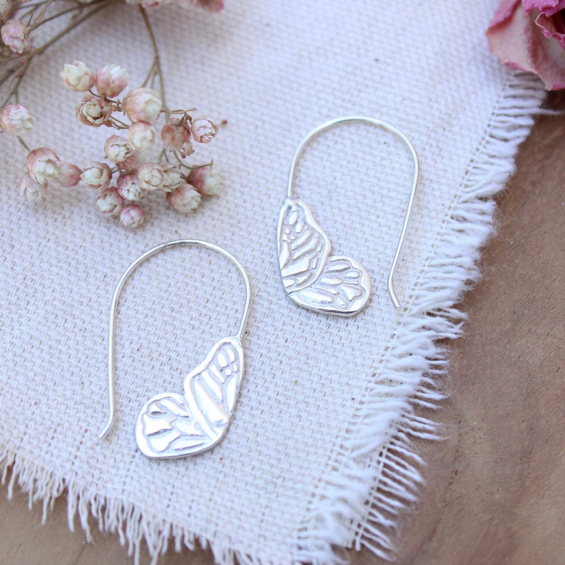 Painted Lady Butterfly Wing Earrings