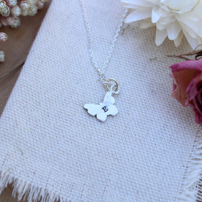 Initial Butterfly Charm Necklace Sterling Silver