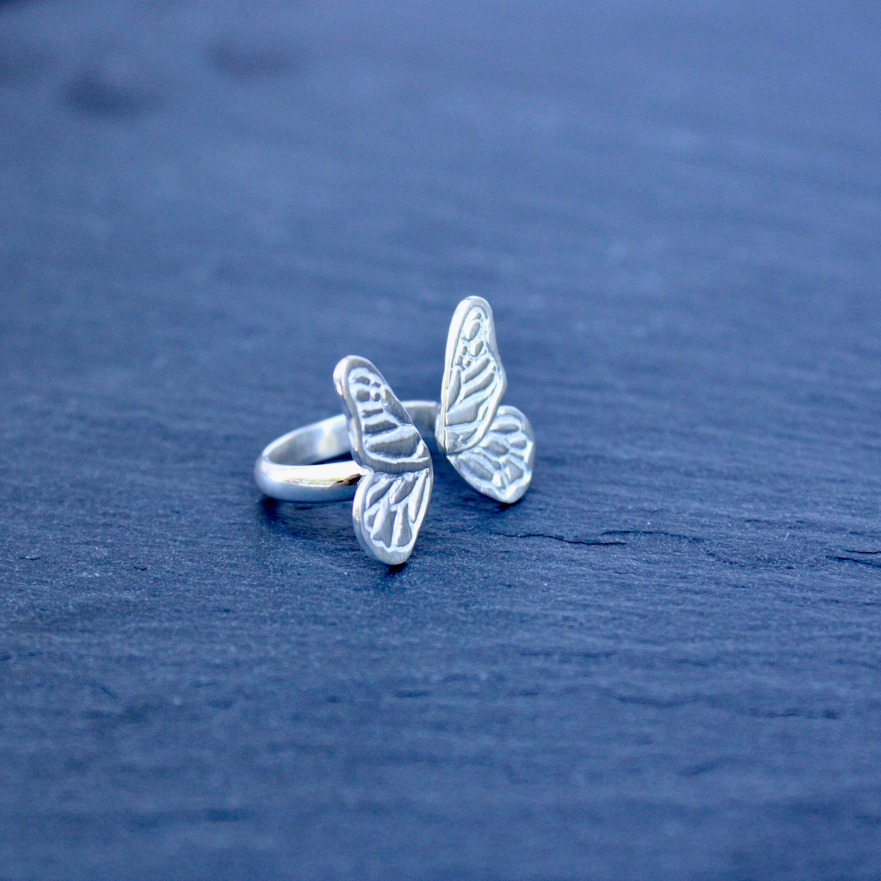 Butterfly Wing Open Band Ring in Silver- The BECOMING Collection