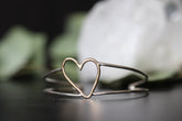 With an Open Heart Silver and Gold Cuff Bracelet
