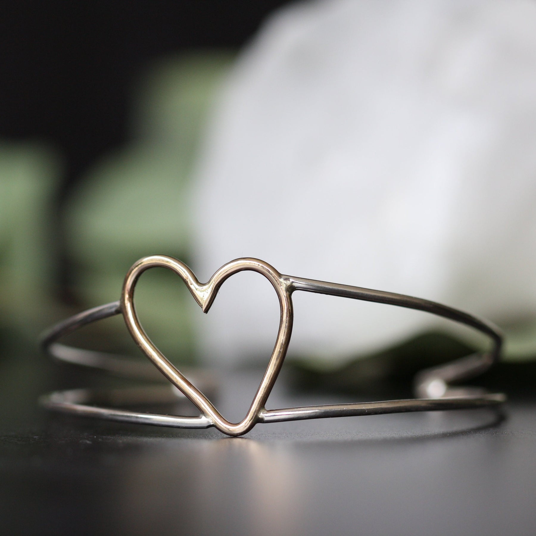 With an Open Heart Silver and Gold Cuff Bracelet