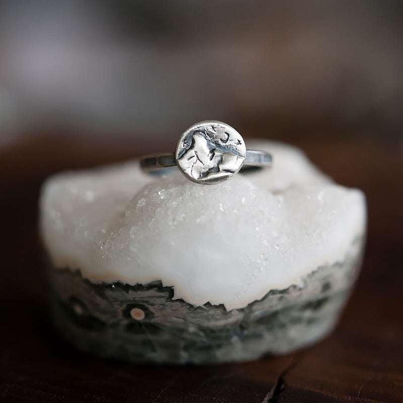 Midnight Mountain Adventure Sterling Silver Ring