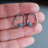 Organic Oval Turquoise Post Earrings