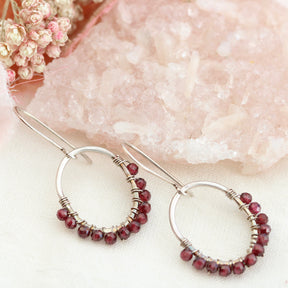 Clearance Sale Garnet gemstone oval earrings
