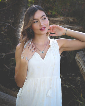 Monarch Butterfly Aqua Chalcedony And Sterling Silver Necklace