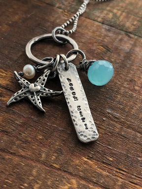 Clearance Sale Beach Girl Silver And Stone Charm Necklace