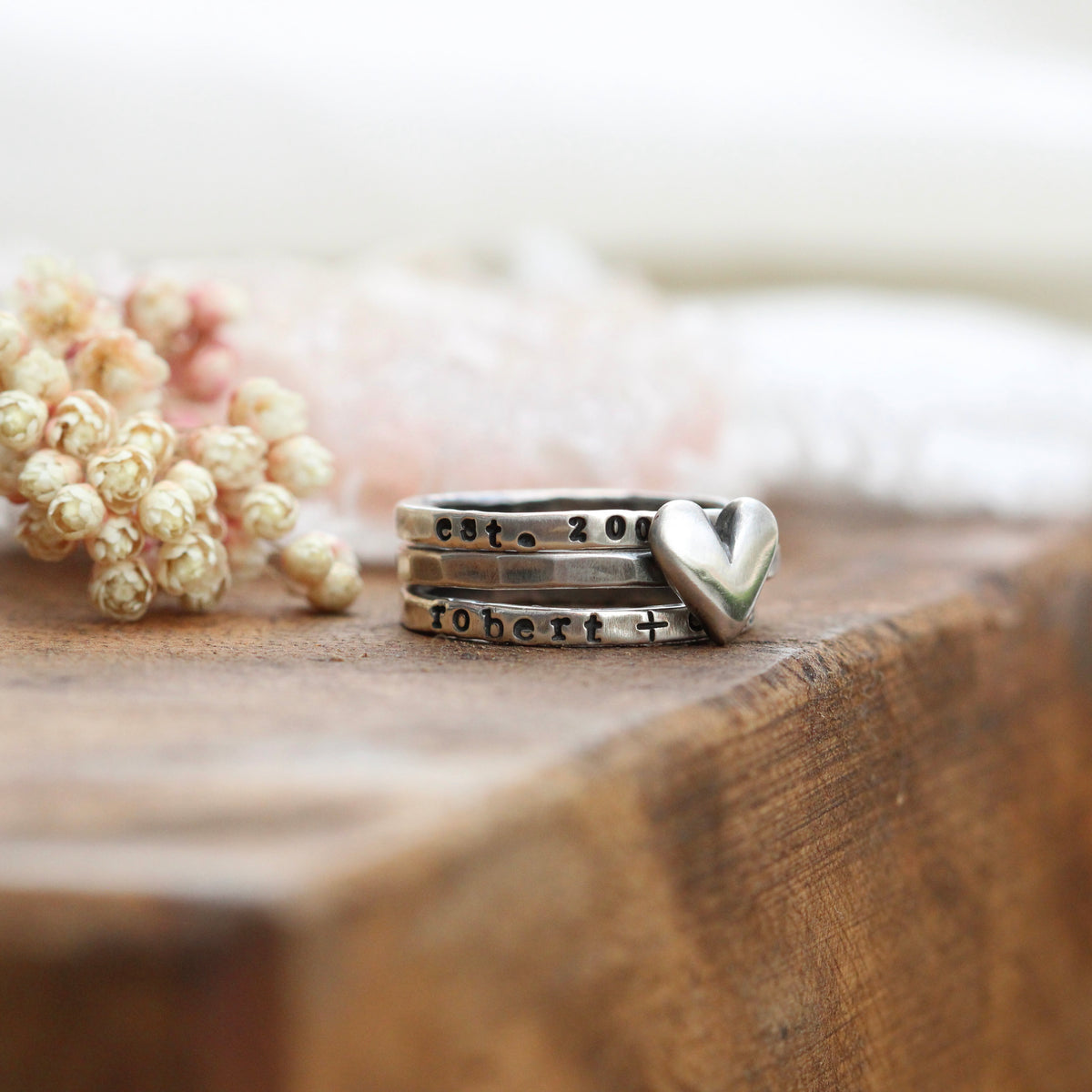 Mi Amor heart and stacking ring set