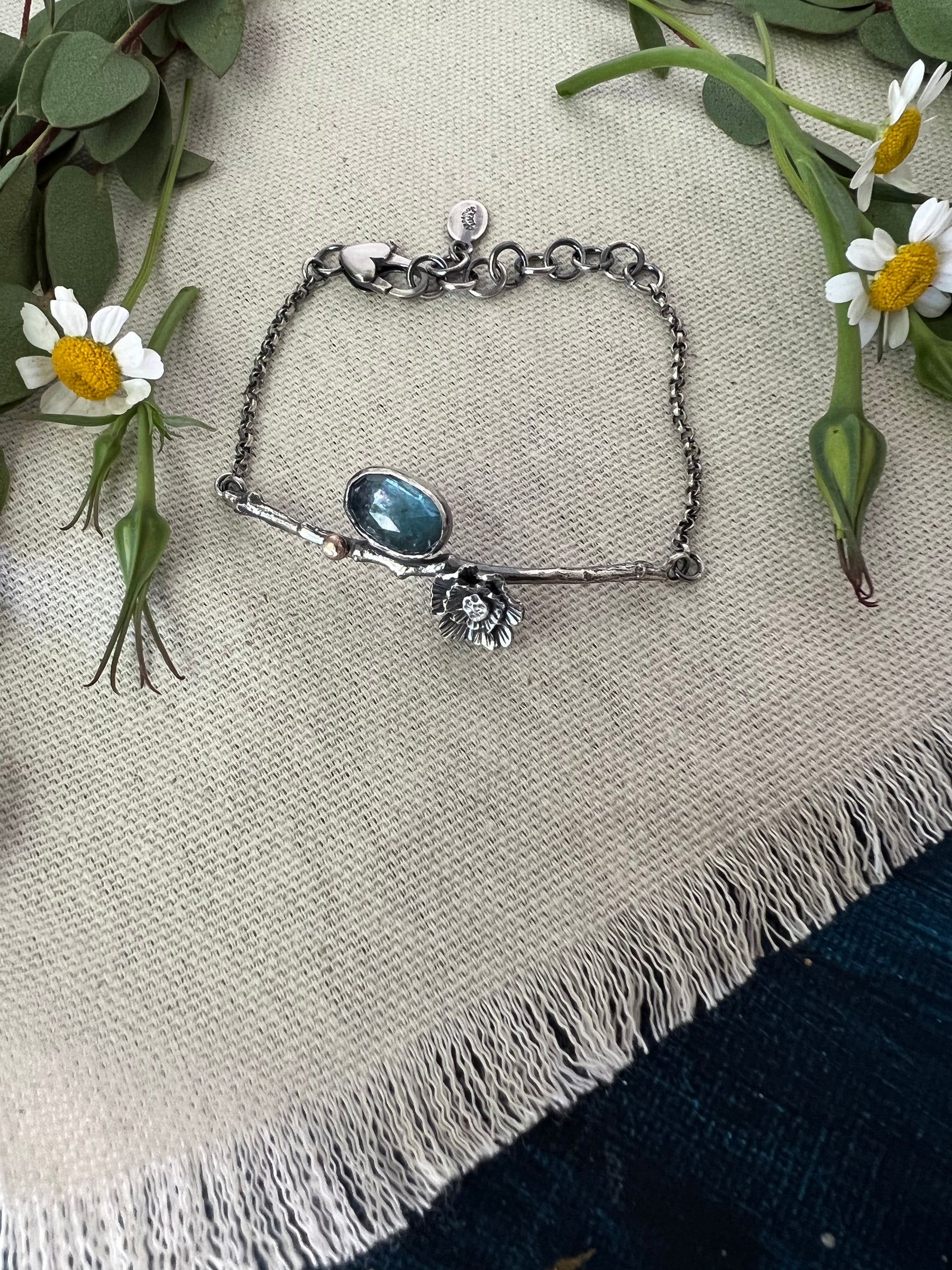 Poppy and Twig Aqua Kyanite Silver Bracelet