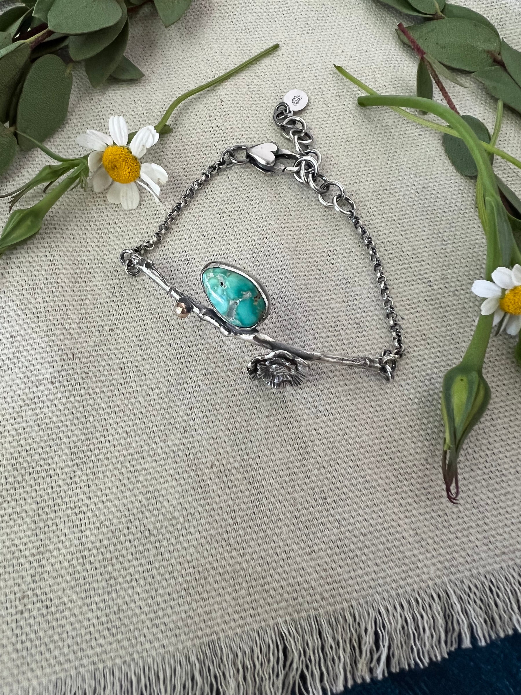 Poppy and Twig Turquoise Silver Bracelet