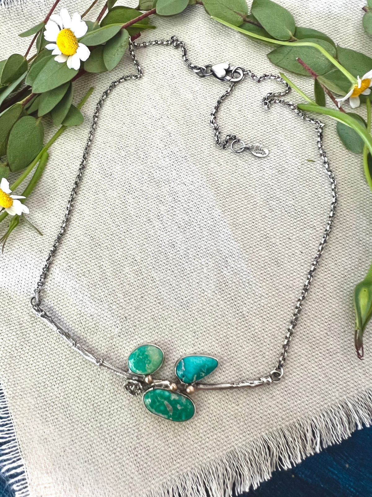 CLEARANCE SAMPLE SALE Poppy and Twig Turquoise Silver Necklace
