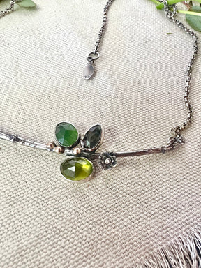 Poppy And Twig Green Sapphire, Peridot, Serpentine Silver Necklace