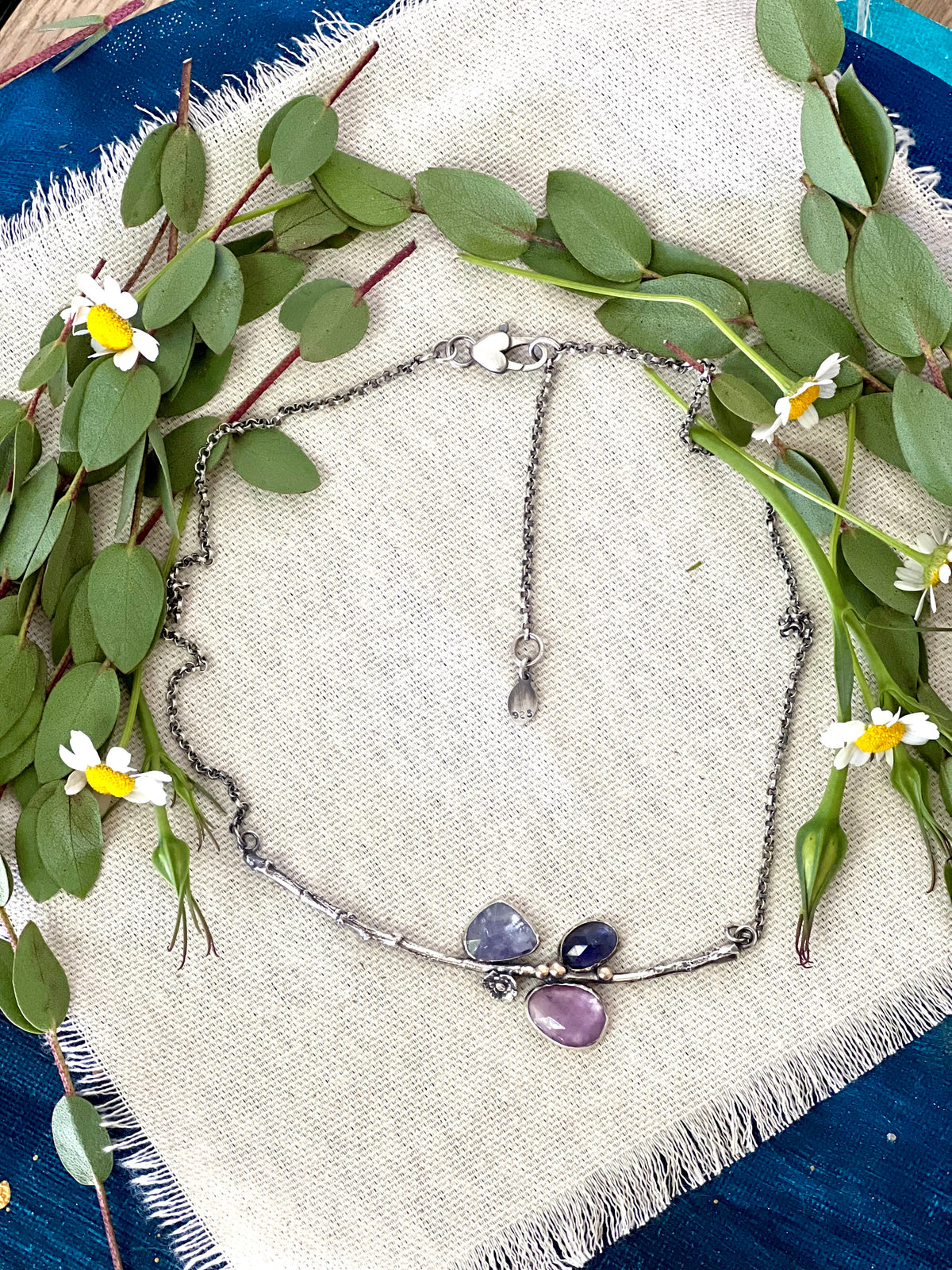Poppy and Twig Tanzanite and Amethyst Silver Necklace