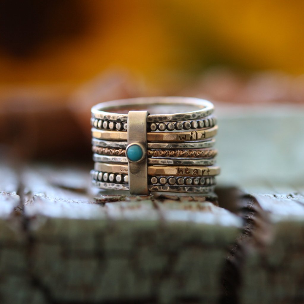 Wild Heart Rustic Boho Stacking Ring Set