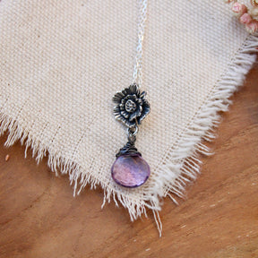 Poppy Birthstone Sterling silver necklace
