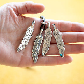 Brave Feather Leather And Gemstone Necklace