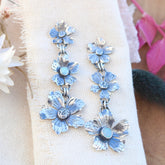 Flower blossom and opal sterling silver statement earrings