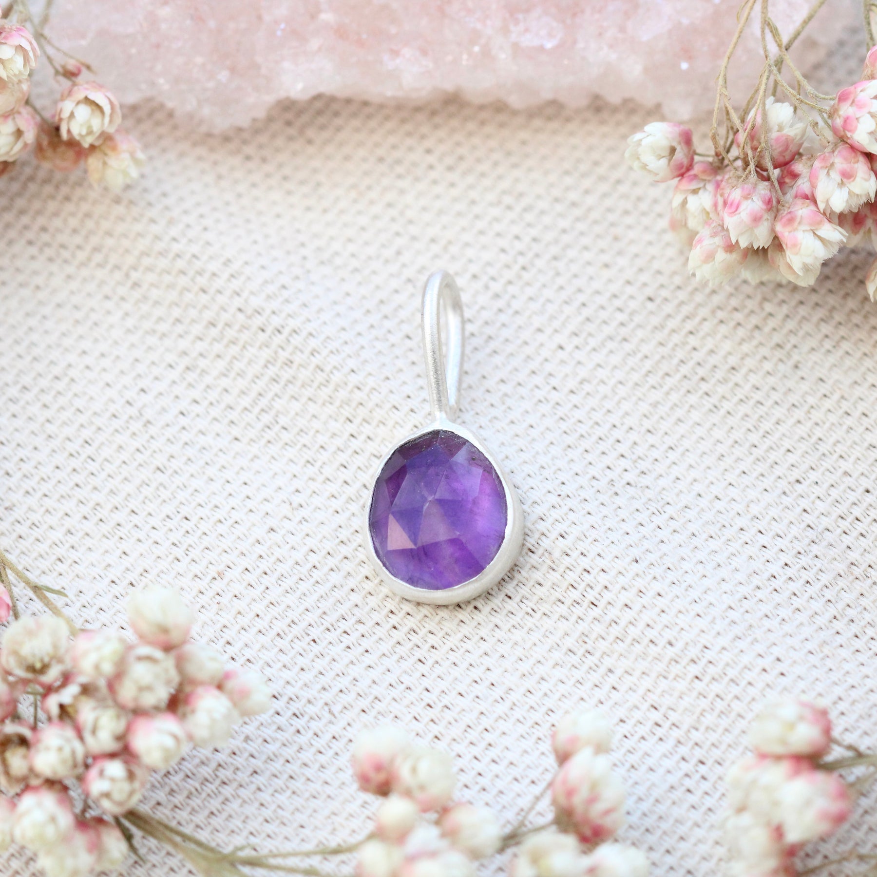 Rose Cut Birthstone Charm Pendant