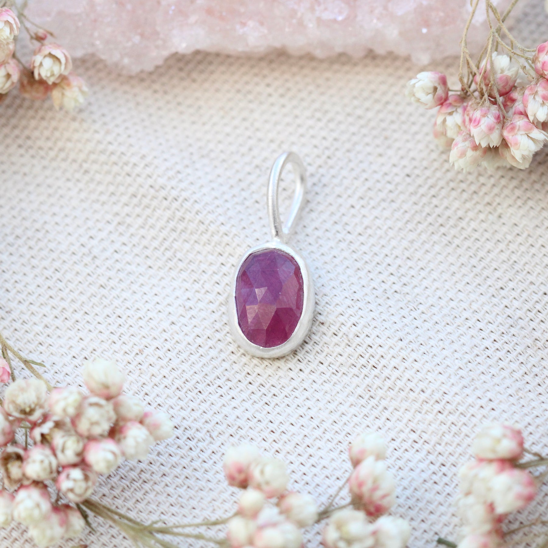 Rose Cut Birthstone Charm Pendant