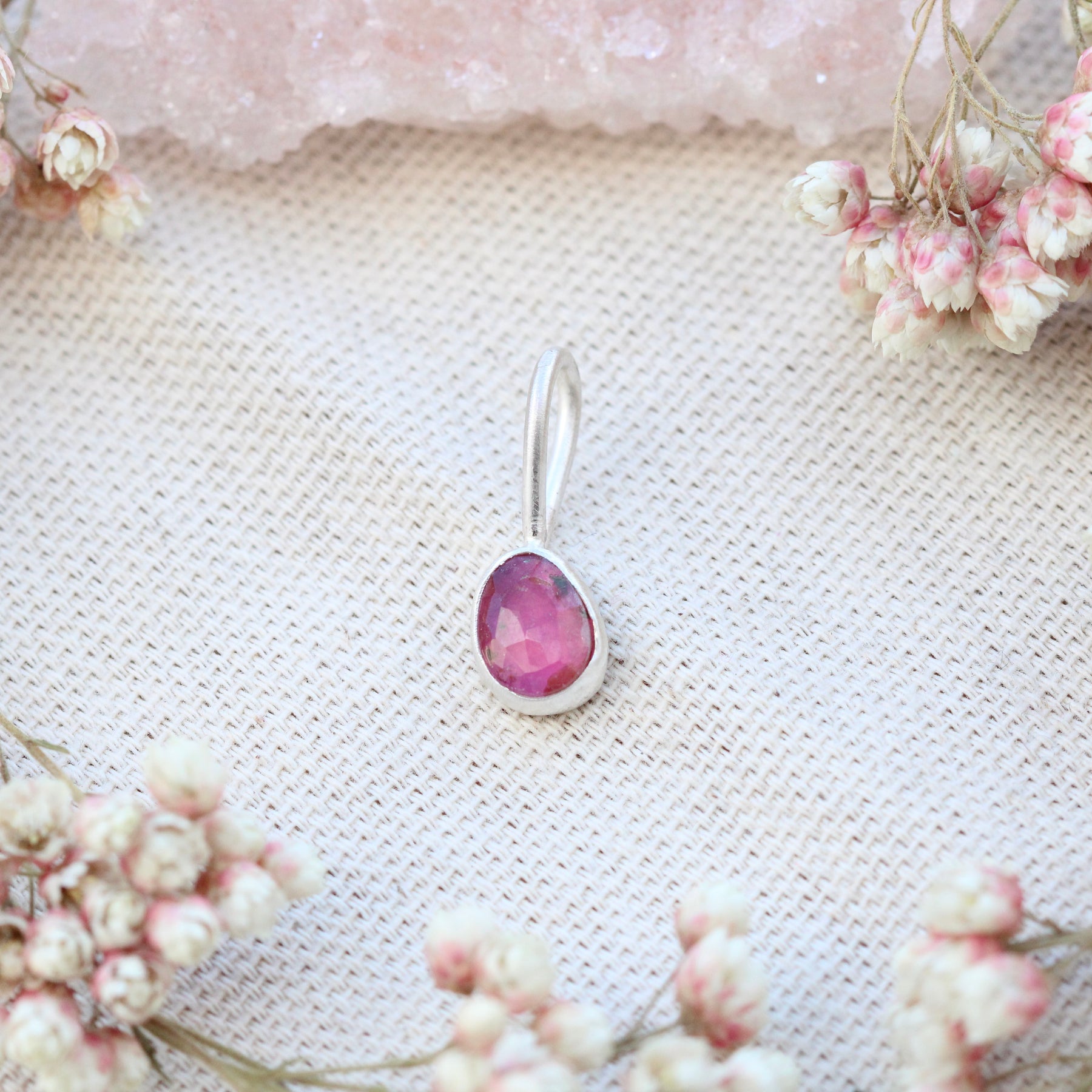 Rose Cut Birthstone Charm Pendant