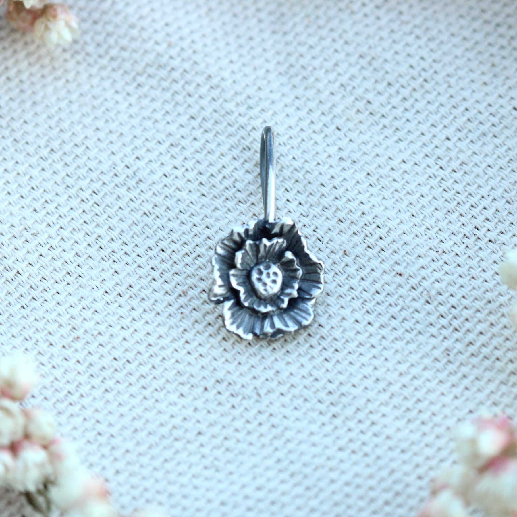 Silver Poppy Charm