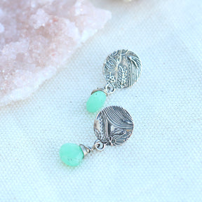 Chrysoprase gemstones and silver Midnight Garden Earrings