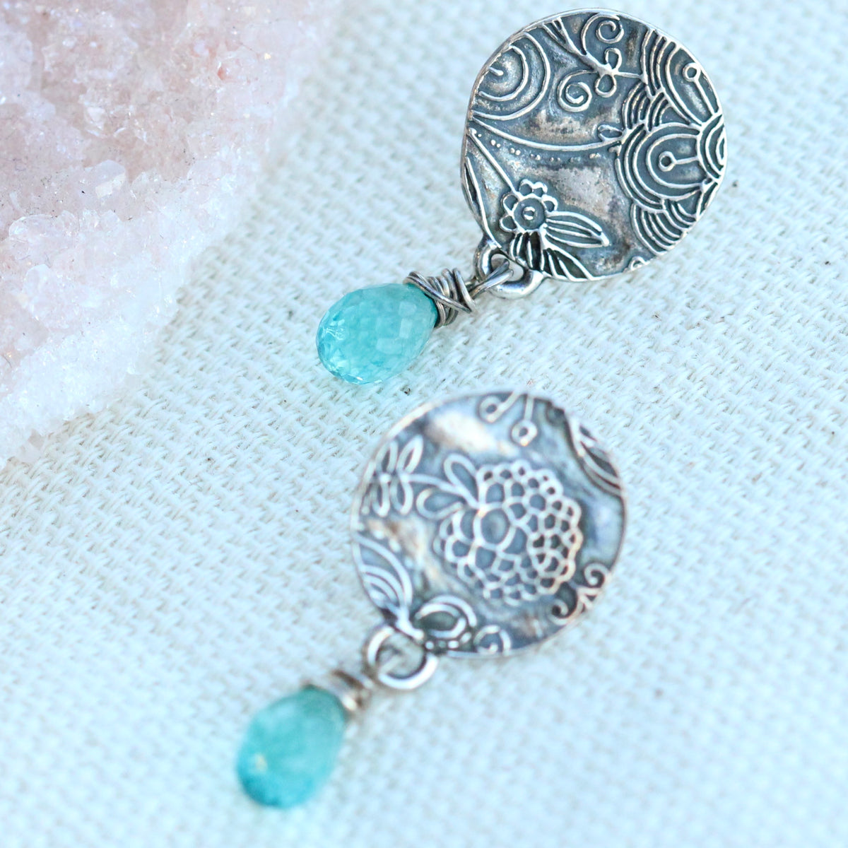 Blue Apatite and sterling silver Midnight Garden Earrings