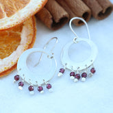 Stevie Earrings sterling silver and garnet