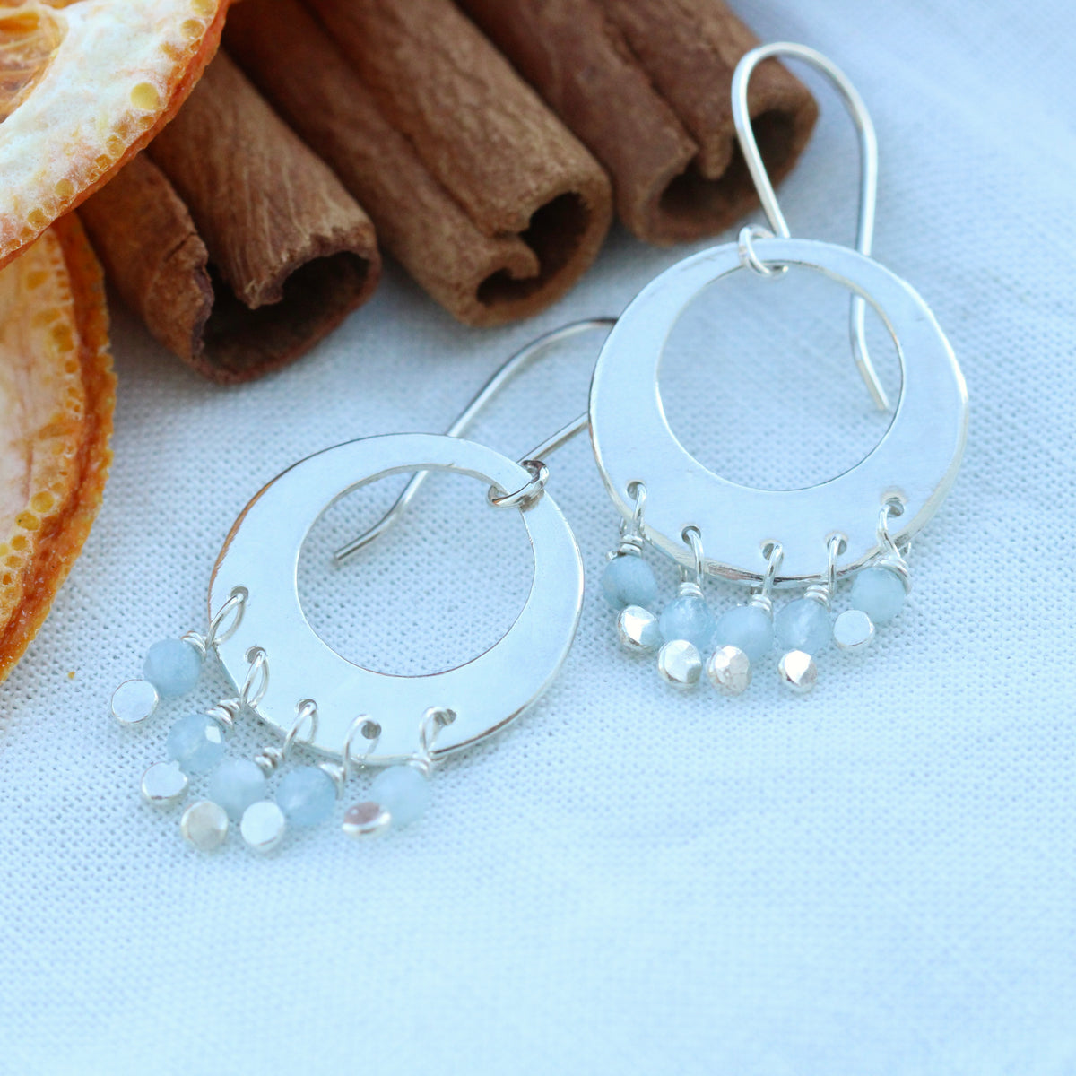 Stevie Earrings sterling silver and Aquamarine