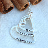 Layered Open Heart Sterling Silver personalized necklace
