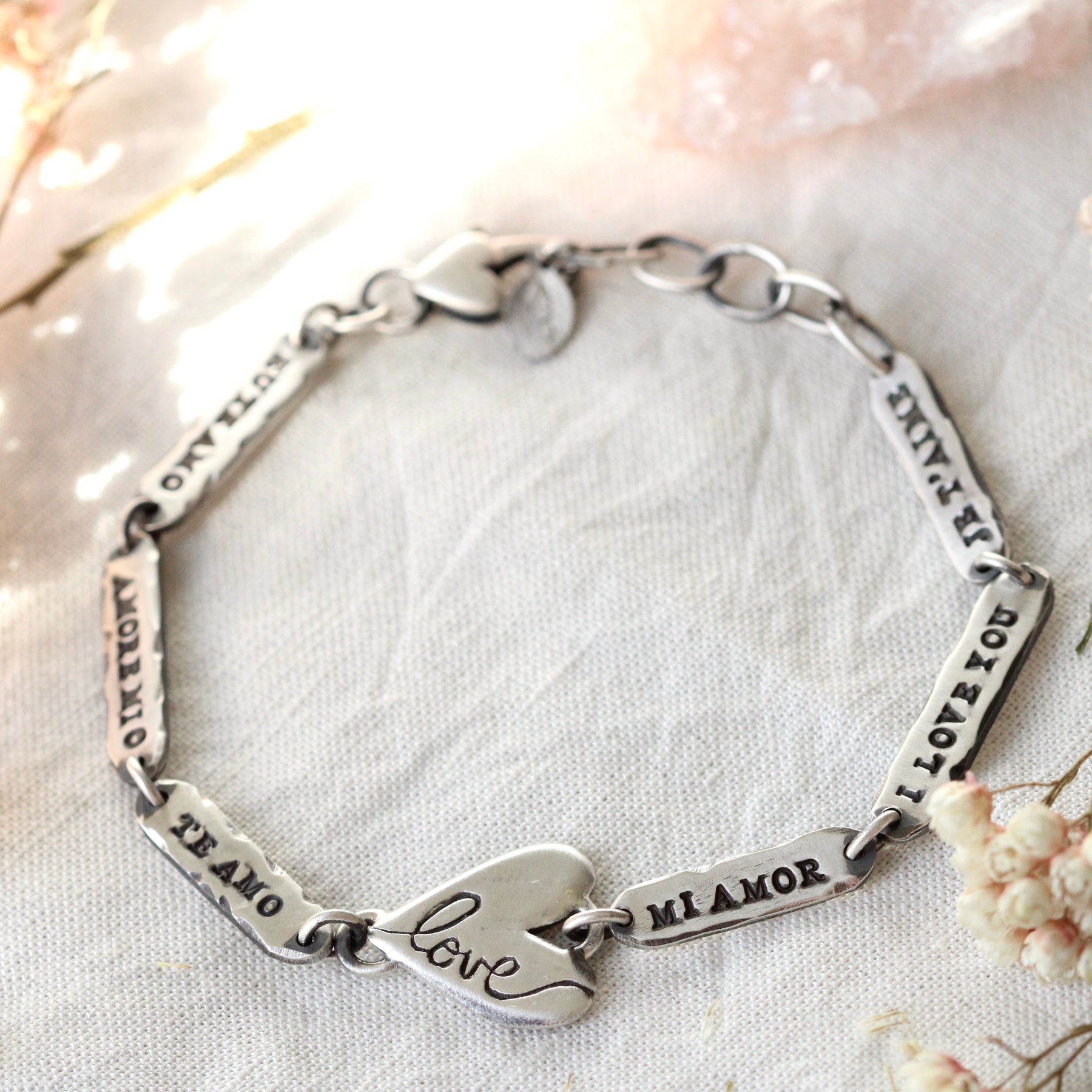 Love Language Bracelet sterling silver hand crafted