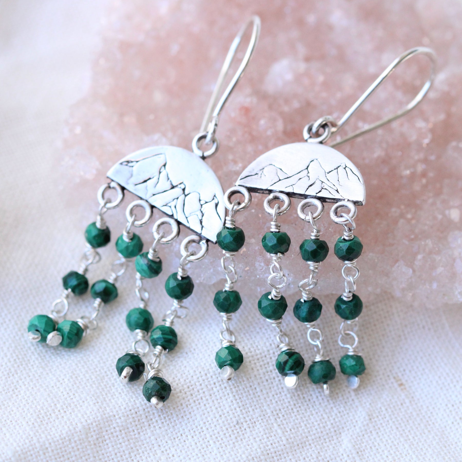 The Mountains are Calling sterling silver and Malachite earrings