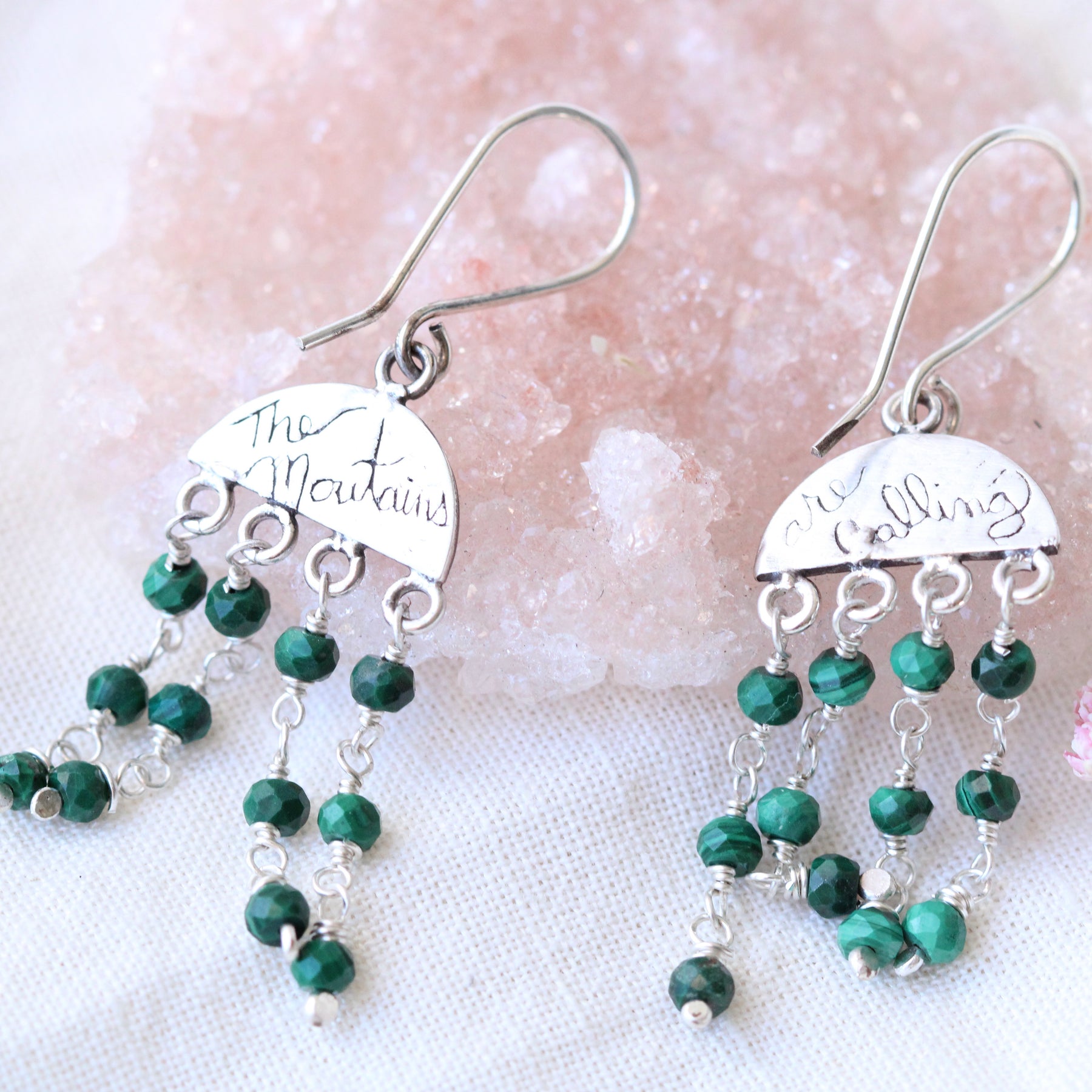 The Mountains are Calling sterling silver and Malachite earrings