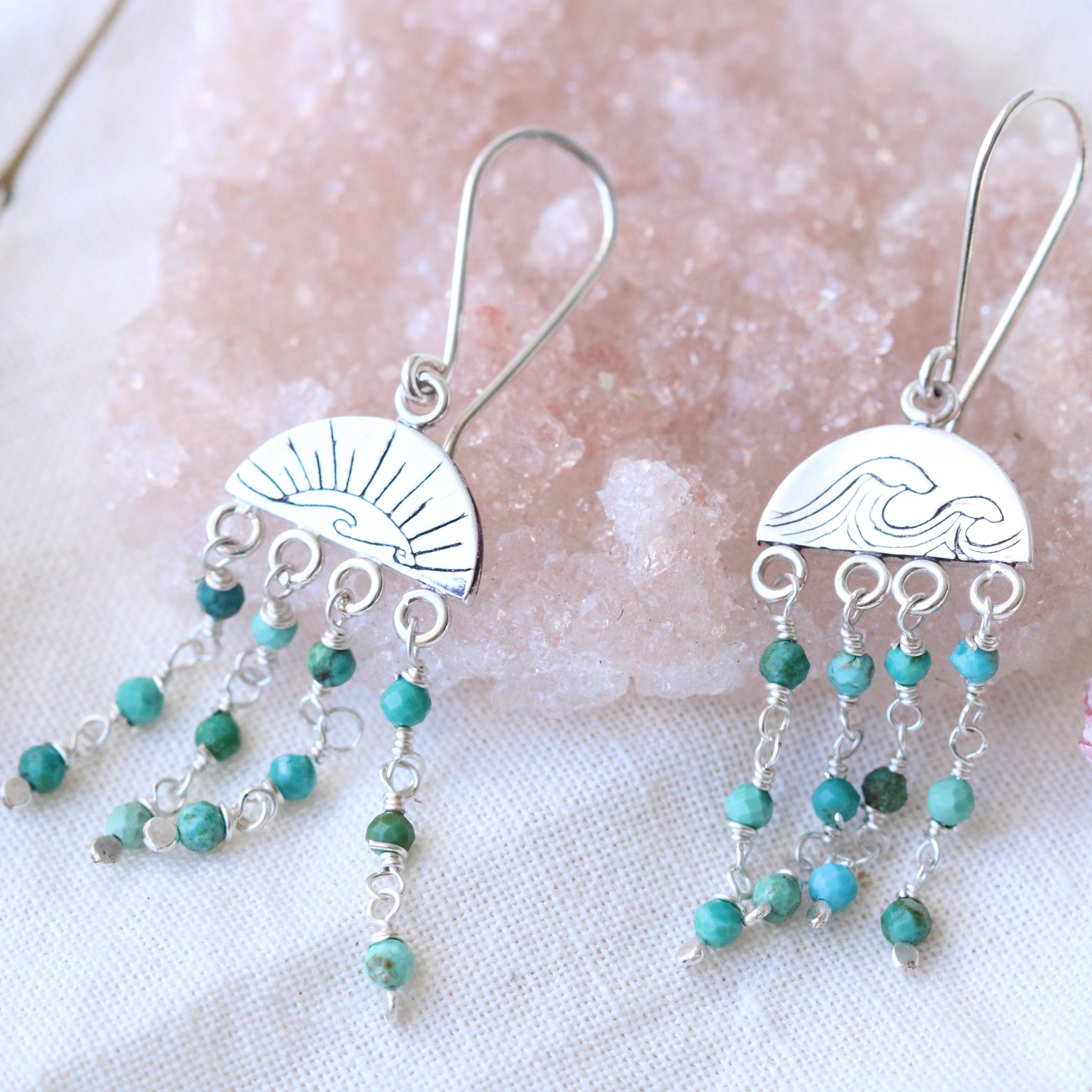 Clearance Sale Mermaid Heart sterling silver and Turquoise earrings