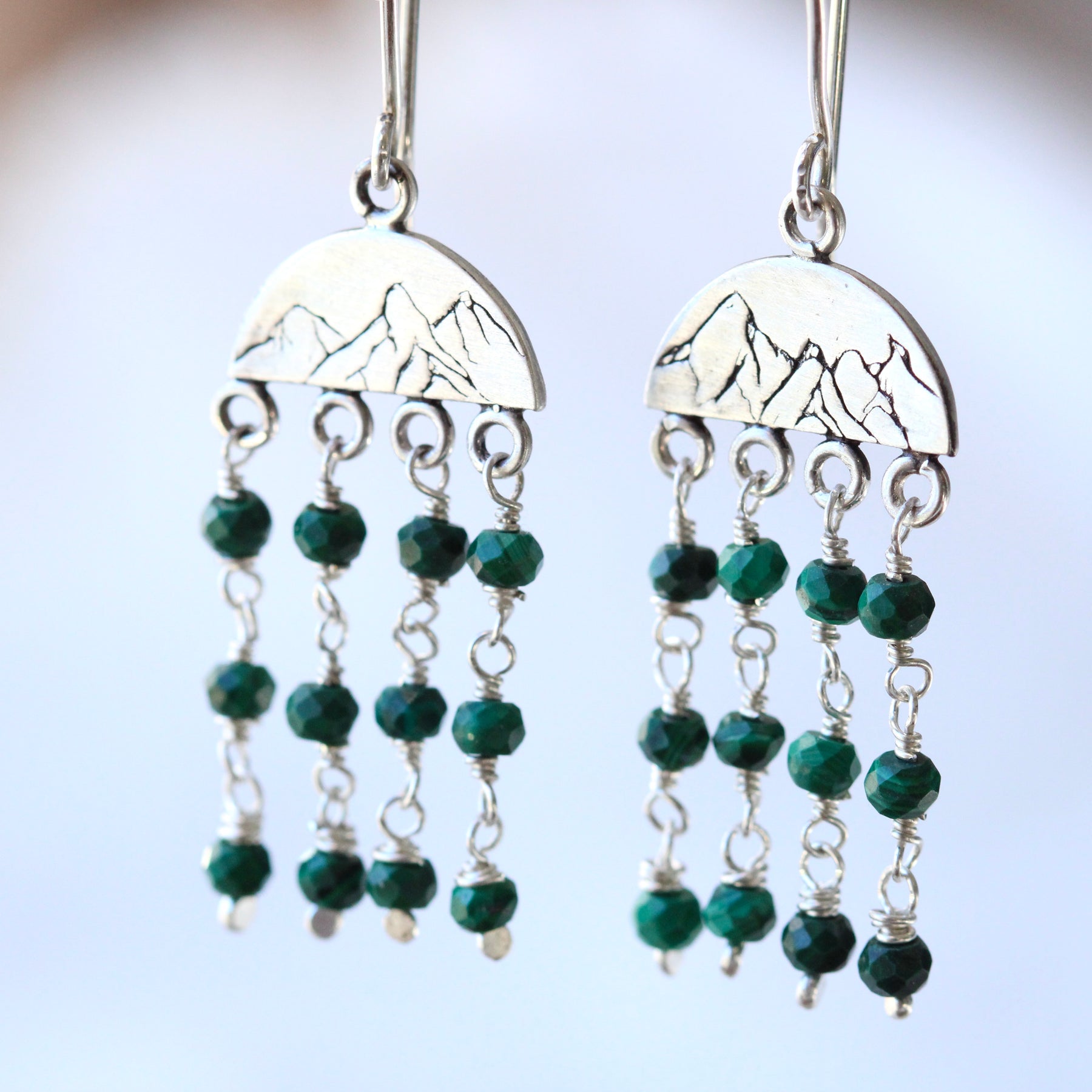 The Mountains are Calling sterling silver and Malachite earrings