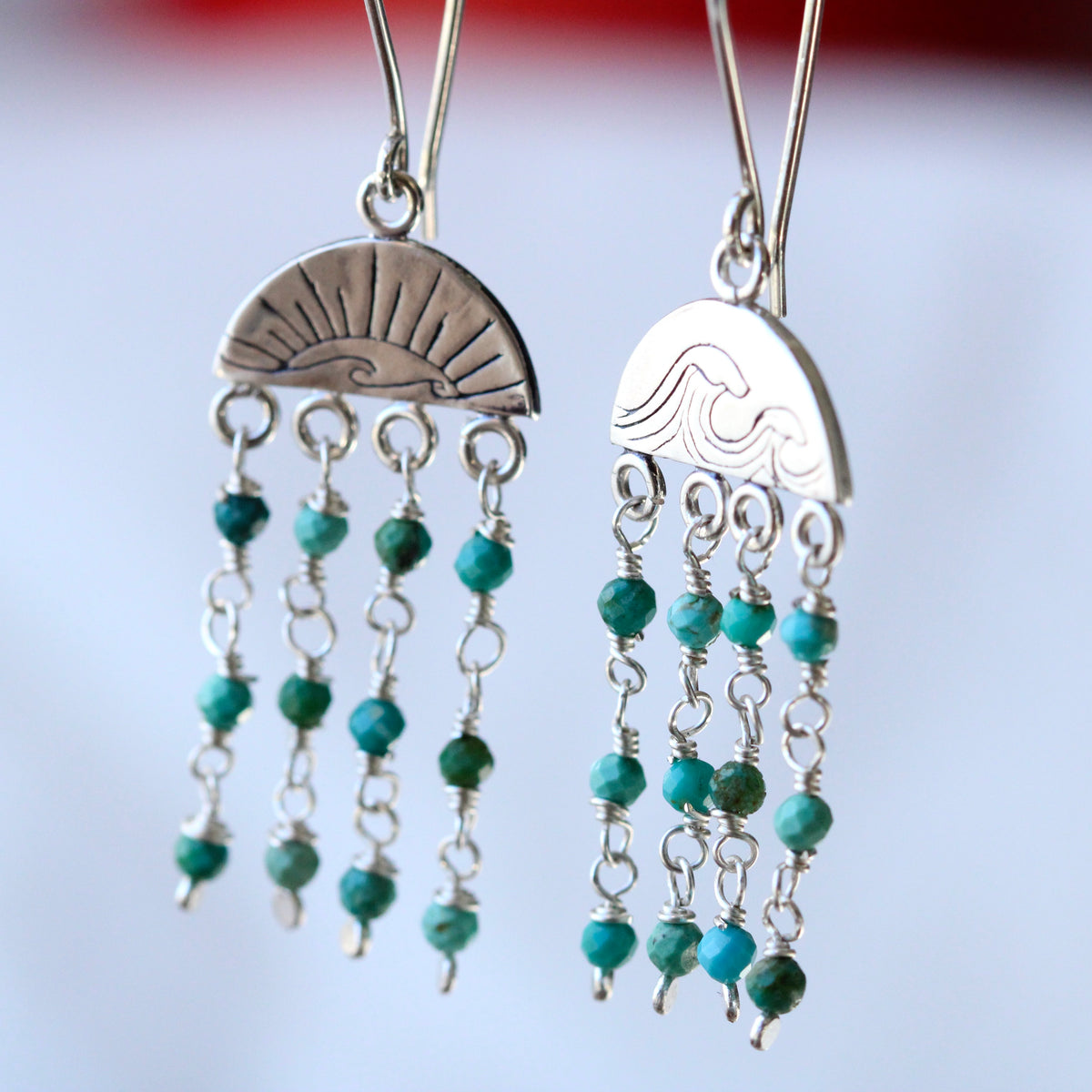 Clearance Sale Mermaid Heart sterling silver and Turquoise earrings