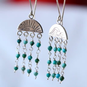 Mermaid Heart sterling silver and Turquoise earrings