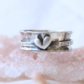 You are loved sterling silver heart spinner ring