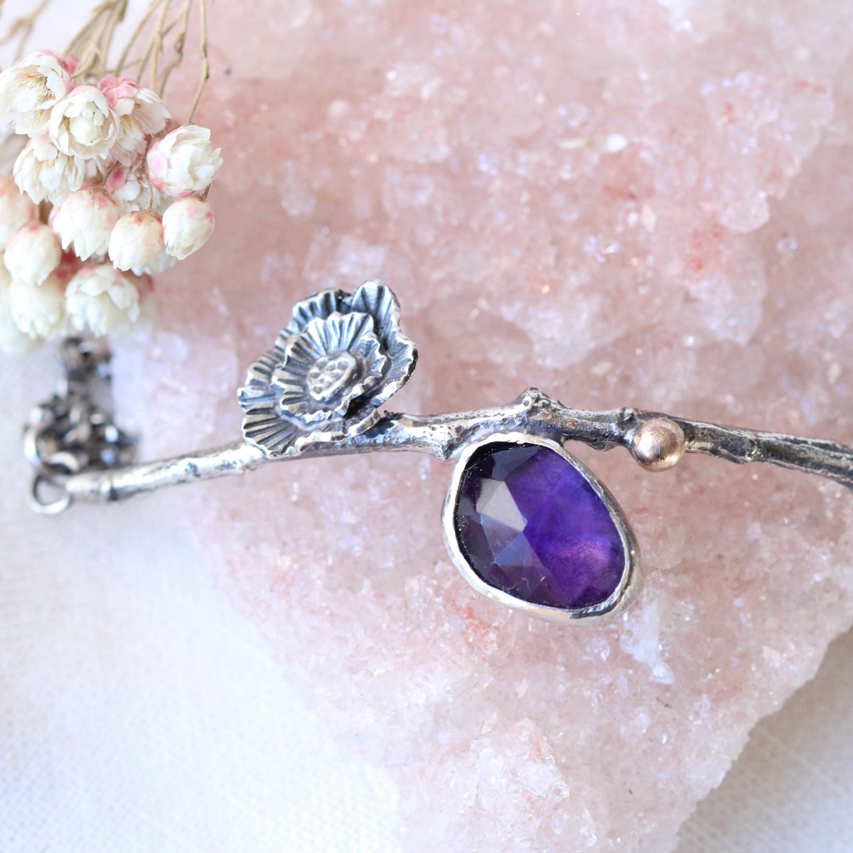 Clearance Sale Poppy and Twig Amethyst Silver Bracelet