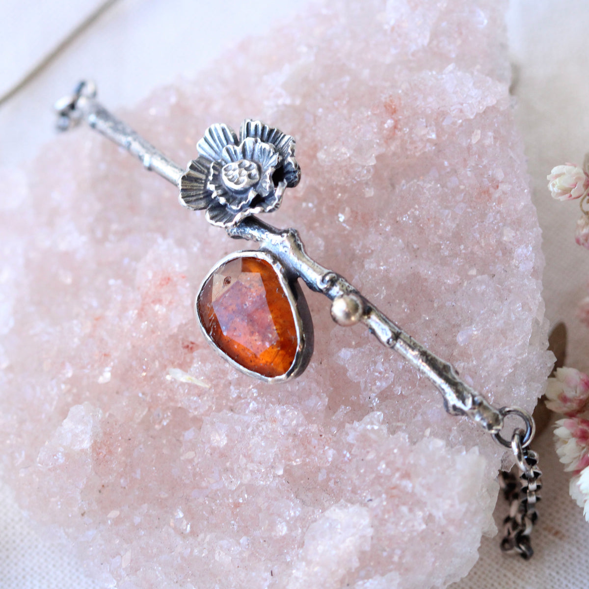 Clearance Sale. Poppy and Twig Orange Kyanite Silver Bracelet