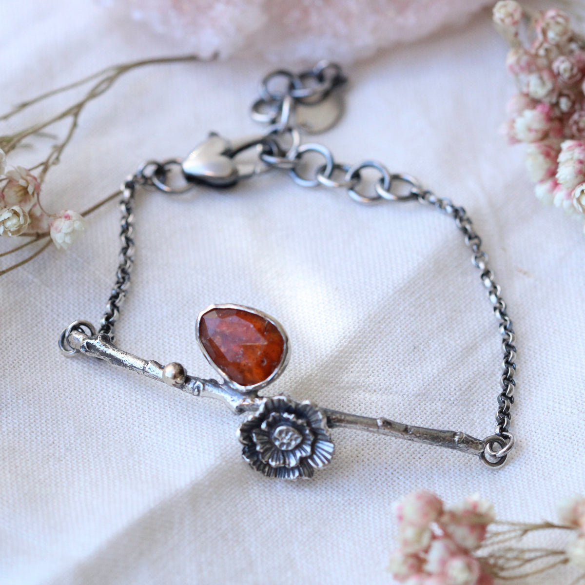 Poppy and Twig Orange Kyanite Silver Bracelet