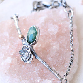 Summer poppy Emerald sterling silver bracelet