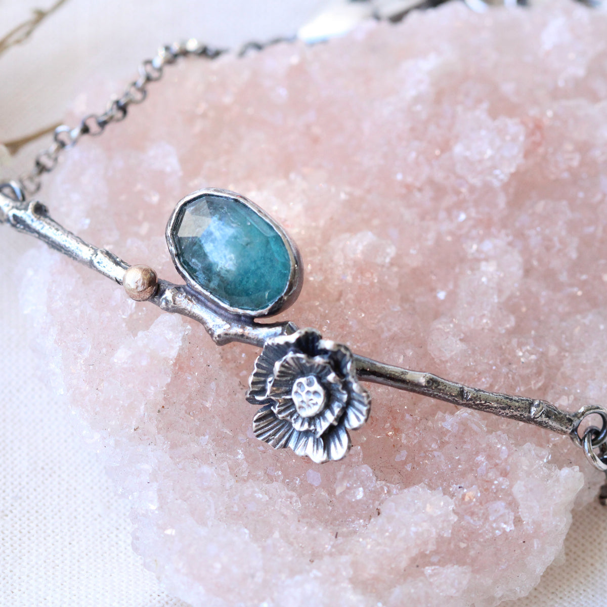 Poppy and Twig Aqua Kyanite Silver Bracelet