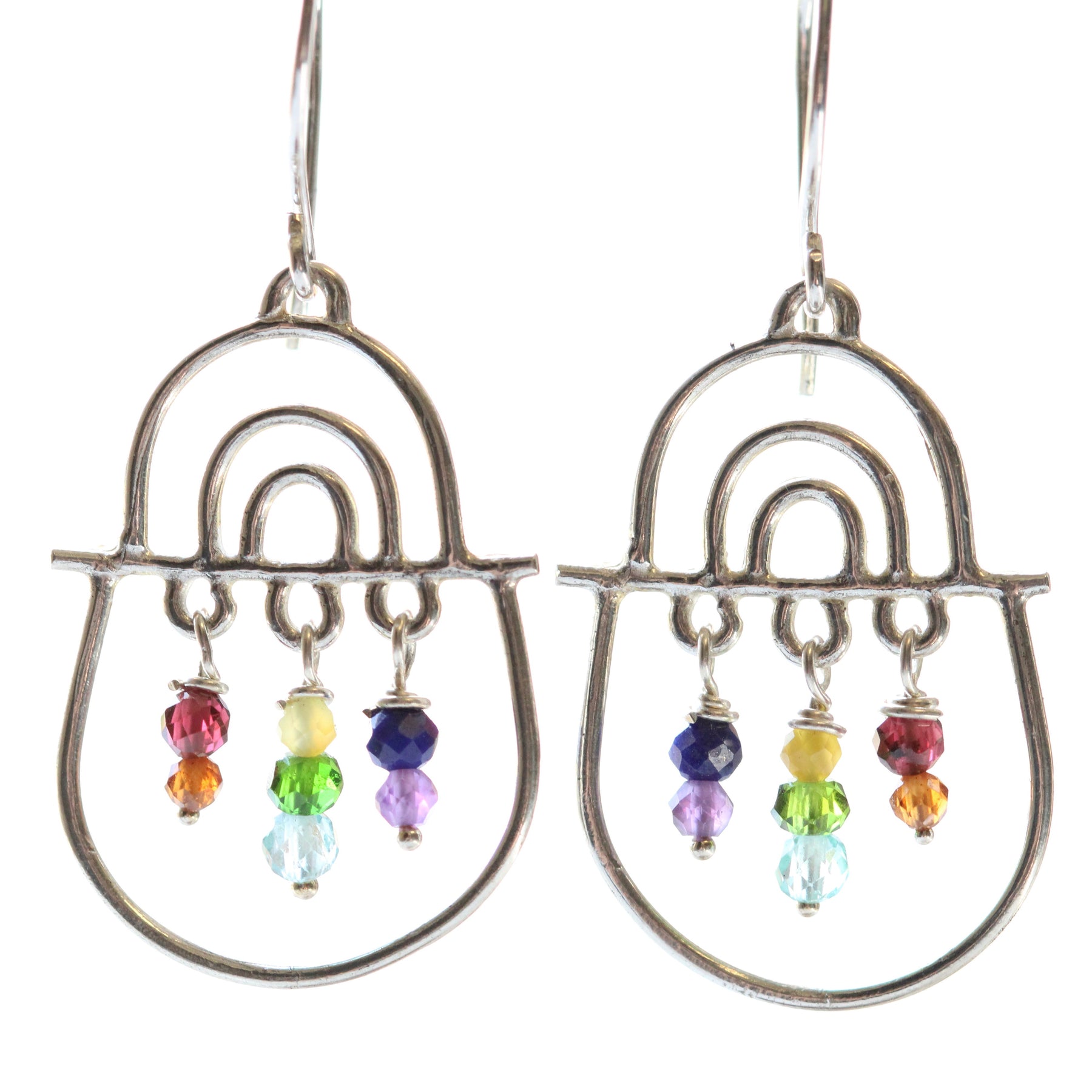 Joyful days Sterling Silver and mixed gemstone earrings.