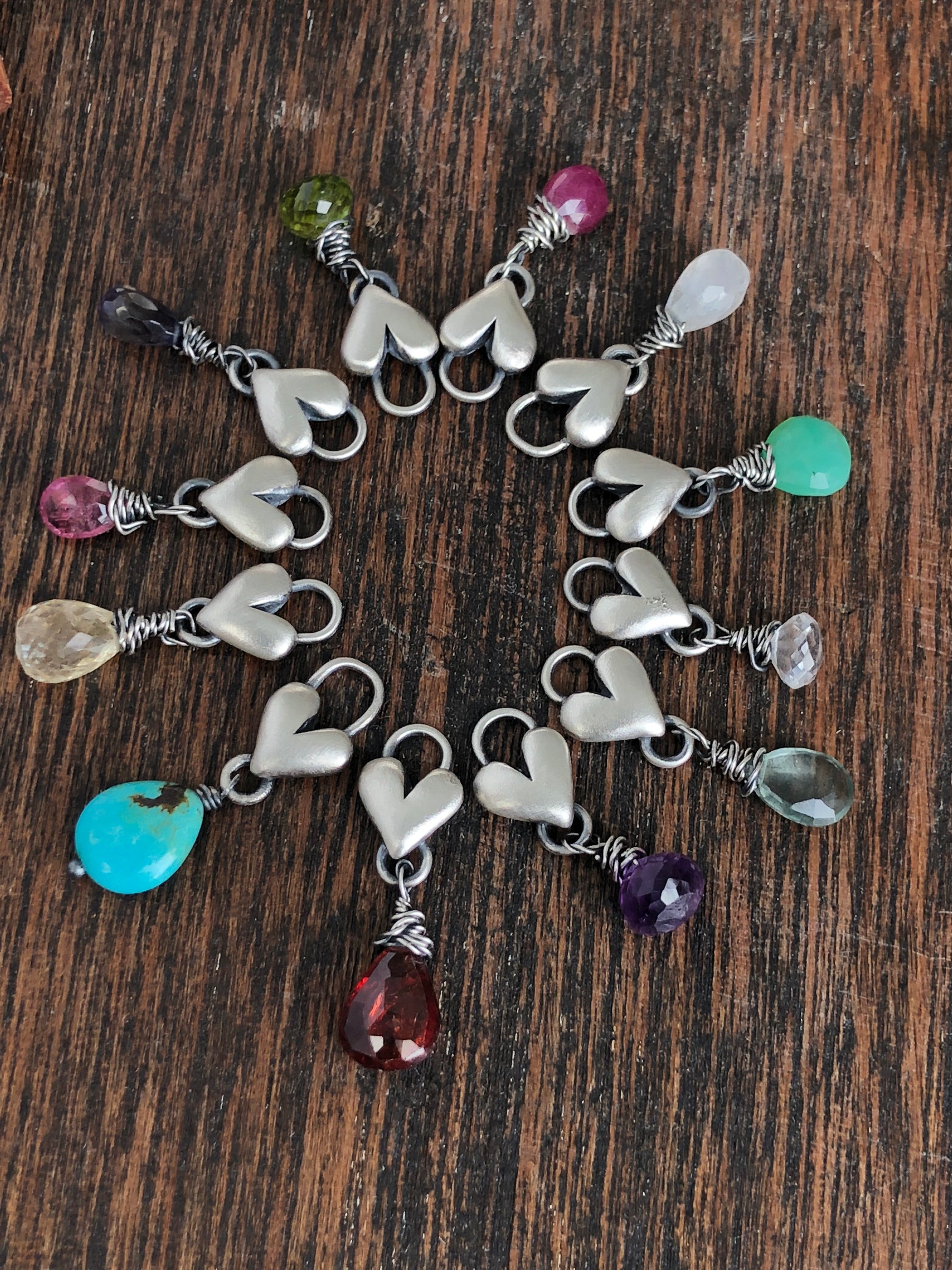Sculpted Heart Birthstone Drop Necklace